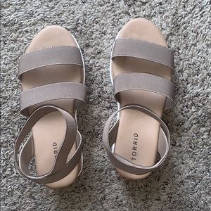Torrid platform strappy sandals from this season.